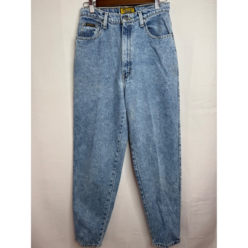 Vintage Sasson Modern Basics High Rise Tapered Mom Jeans Acid Wash Blue Size 12